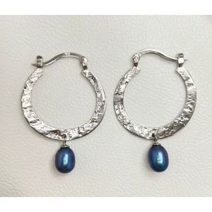 925 Sterling Silver Pearl Hoop Earrings